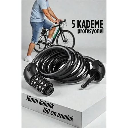 Şifreli Bisiklet Kilidi 16 Mm Kalınlık 160 Cm Scooter Motosiklet Kilidi - Çelik Kablo 722480