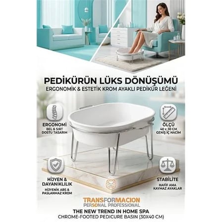 Profesyonel Krom Ayaklı Pedikür Leğeni - Evde Spa Konforu Ayak Bakım Küveti 719415