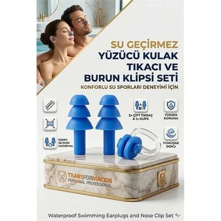 Profesyonel Havuz Ve Yüzücü Seti: 2'li Su Geçirmez Silikon Kulak Tıkacı Ve Burun Klipsi 723169