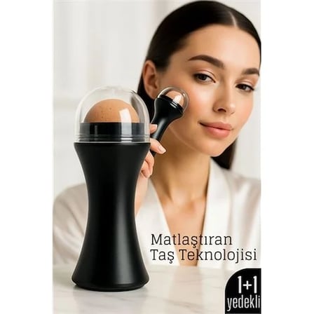 Volkanik Taşlı Yağ Emici Yüz Roller - + Yedek Taşlı Set – Ciltteki Yağı Anında Al, Mat Görünüm Kazan! 722356