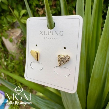 Ieg - Xuping Taşlı Taşsız Kalp Küpe