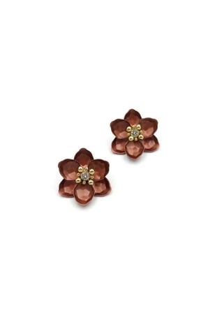 Ieg - Lotus Çiçek Küpe - Kahverengi