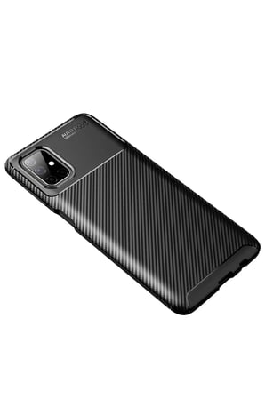 Newface Samsung Galaxy M51 Kılıf Auto Focus Karbon Kapak - Siyah