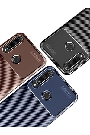 Newface Huawei Y6P Kılıf Auto Focus Karbon Kapak - Lacivert