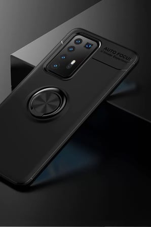 Newface Huawei P40 Pro Kılıf Range Yüzüklü Silikon - Siyah