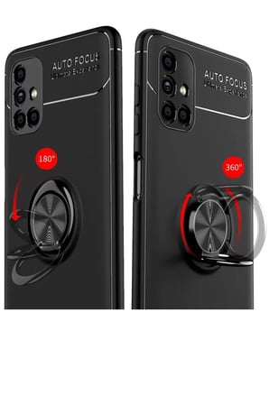 Newface Samsung Galaxy M51 Kılıf Range Yüzüklü Silikon - Siyah-Gold
