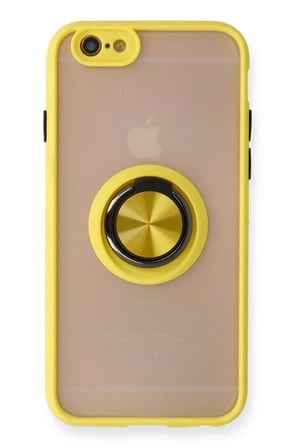 Newface Apple iPhone 6 Kılıf Montreal Yüzüklü Silikon Kapak - Sarı