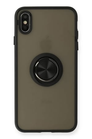 Newface Apple iPhone XS Max Kılıf Montreal Yüzüklü Silikon Kapak - Siyah
