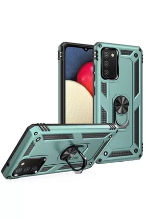 Newface Samsung Galaxy A02S Kılıf Sofya Yüzüklü Silikon Kapak - Yeşil