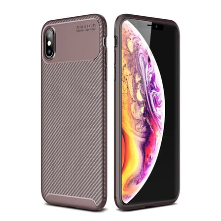 Newface Apple iPhone XS Max Kılıf Auto Focus Karbon Kapak - Kahverengi