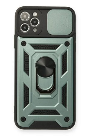 Newface Apple iPhone 11 Pro Max Kılıf Pars Lens Yüzüklü Silikon - Yeşil