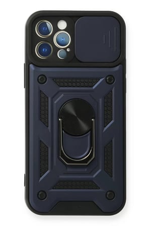 Newface Apple iPhone 12 Pro Kılıf Pars Lens Yüzüklü Silikon - Lacivert