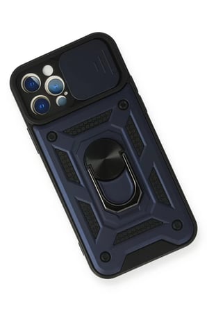 Newface Apple iPhone 12 Pro Kılıf Pars Lens Yüzüklü Silikon - Lacivert