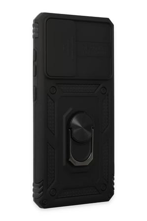 Newface Samsung Galaxy A72 Kılıf Pars Lens Yüzüklü Silikon - Siyah