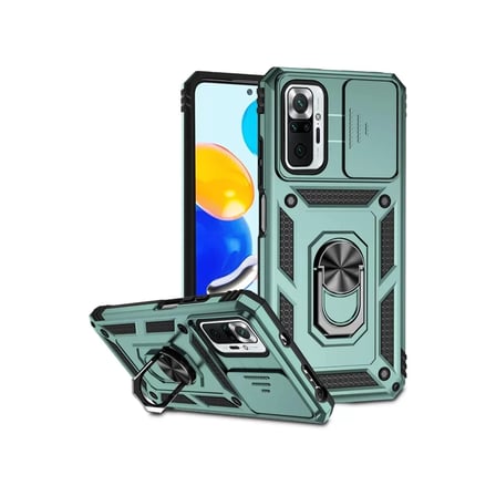 Newface Xiaomi Redmi Note 10 Pro Kılıf Pars Lens Yüzüklü Silikon - Yeşil