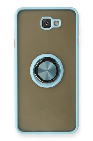 Newface Samsung Galaxy J7 Prime Kılıf Montreal Yüzüklü Silikon Kapak - Buz Mavi