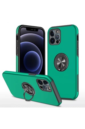 Newface Apple iPhone 12 Pro Kılıf Elit Yüzüklü Kapak - Yeşil