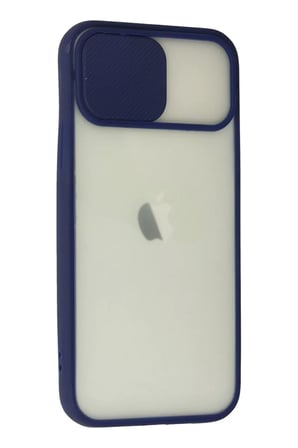 Newface Apple iPhone 12 Kılıf Palm Buzlu Kamera Sürgülü Silikon - Lacivert