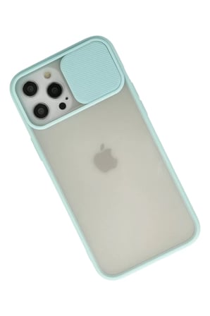 Newface Apple iPhone 12 Pro Max Kılıf Palm Buzlu Kamera Sürgülü Silikon - Turkuaz
