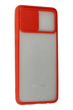 Newface Samsung Galaxy A02 Kılıf Palm Buzlu Kamera Sürgülü Silikon - Kırmızı