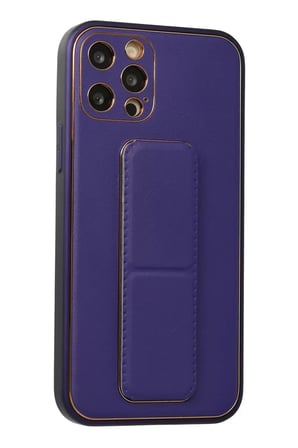 Newface Apple iPhone 12 Pro Kılıf Coco Deri Standlı Kapak - Mor