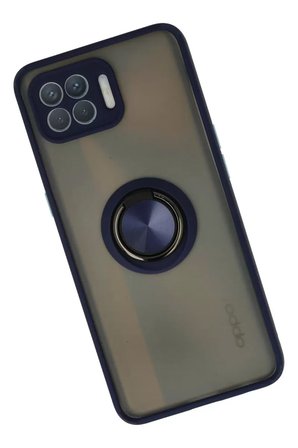 Newface Oppo Reno 4 Lite Kılıf Montreal Yüzüklü Silikon Kapak - Lacivert