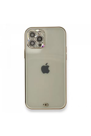 Newface Apple iPhone 12 Pro Kılıf Liva Taşlı Silikon - Beyaz