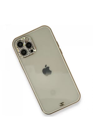 Newface Apple iPhone 12 Pro Kılıf Liva Taşlı Silikon - Beyaz