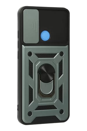 Newface Xiaomi Redmi 9C Kılıf Pars Lens Yüzüklü Silikon - Yeşil
