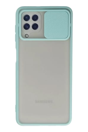 Newface Samsung Galaxy A22 Kılıf Palm Buzlu Kamera Sürgülü Silikon - Turkuaz
