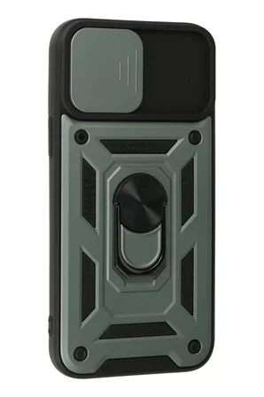 Newface Apple iPhone 13 Pro Max Kılıf Pars Lens Yüzüklü Silikon - Yeşil