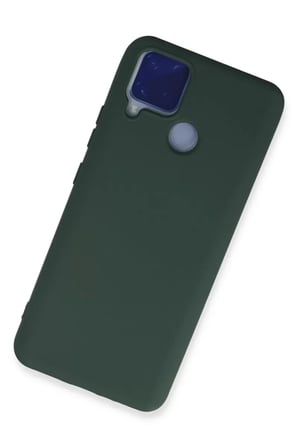 Newface Realme C15 Kılıf Nano içi Kadife Silikon - Koyu Yeşil