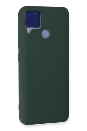 Newface Realme C15 Kılıf Nano içi Kadife Silikon - Koyu Yeşil