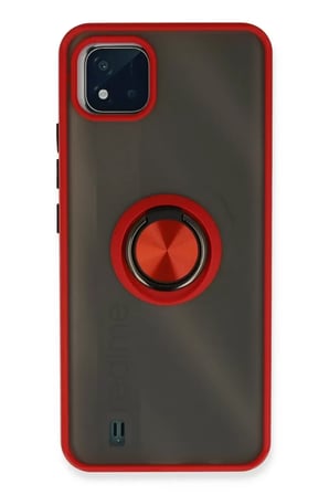 Newface Realme C11 2021 Kılıf Montreal Yüzüklü Silikon Kapak - Kırmızı