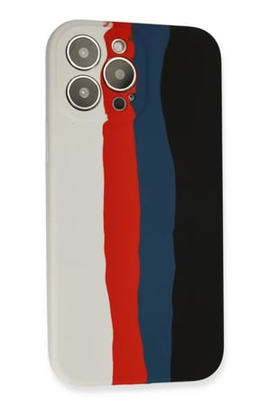 Newface Apple iPhone 13 Pro Kılıf Ebruli Lansman Silikon - Beyaz-Siyah