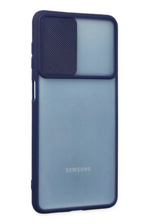 Newface Samsung Galaxy M52 5G Kılıf Palm Buzlu Kamera Sürgülü Silikon - Lacivert