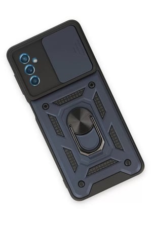 Newface Samsung Galaxy M52 5G Kılıf Pars Lens Yüzüklü Silikon - Lacivert