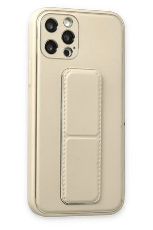 Newface Apple iPhone 12 Pro Kılıf Coco Deri Standlı Kapak - Beyaz