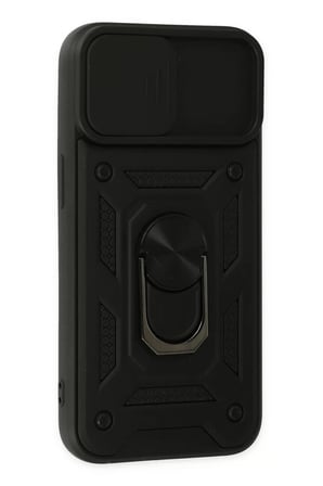 Newface Apple iPhone 14 Kılıf Pars Lens Yüzüklü Silikon - Siyah