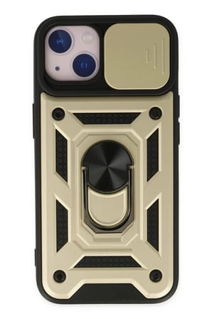 Newface Apple iPhone 14 Kılıf Pars Lens Yüzüklü Silikon - Gold