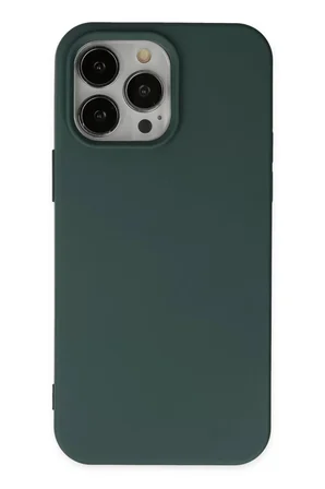 Newface Apple iPhone 14 Pro Kılıf Nano içi Kadife Silikon - Koyu Yeşil
