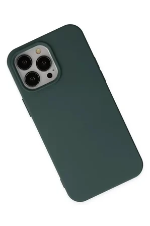 Newface Apple iPhone 14 Pro Kılıf Nano içi Kadife Silikon - Koyu Yeşil