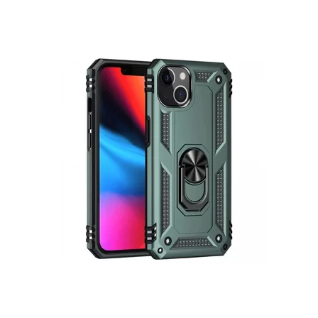 Newface Apple iPhone 14 Plus Kılıf Sofya Yüzüklü Silikon Kapak - Yeşil