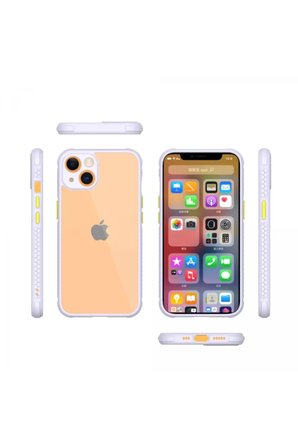 Newface Apple iPhone 13 Mini Kılıf Miami Şeffaf Silikon - Lila