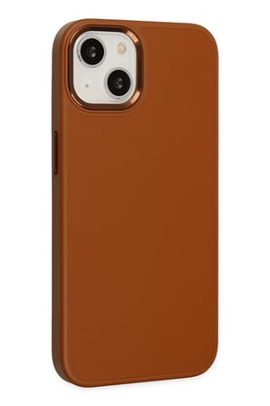Newface Apple iPhone 14 Plus Kılıf Asya Deri Silikon - Kahverengi