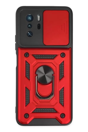 Newface Xiaomi Poco X3 GT Kılıf Pars Lens Yüzüklü Silikon - Kırmızı