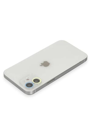 Newface Apple iPhone 12 Mini Renkli Kamera Lens Koruma Cam - Sarı-Mavi