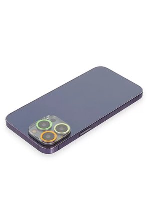 Newface Apple iPhone 12 Pro Max Renkli Kamera Lens Koruma Cam - Sarı-Turuncu