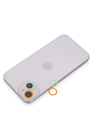 Newface Apple iPhone 13 Renkli Kamera Lens Koruma Cam - Turuncu-Yeşil