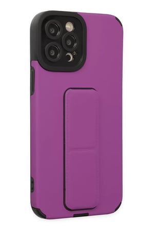 Newface Apple iPhone 12 Pro Max Kılıf Mega Standlı Silikon - Mor